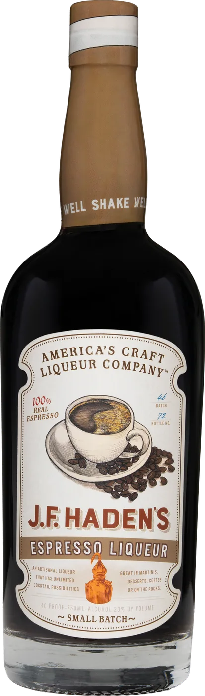 Bottle of J.F. Haden’s Espresso Liqueur